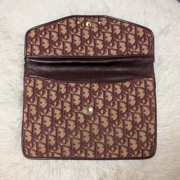 Christian Dior, Trotter Canvas Clutch Bag in Burgundy, VINTAGE - Picture 5 of 12